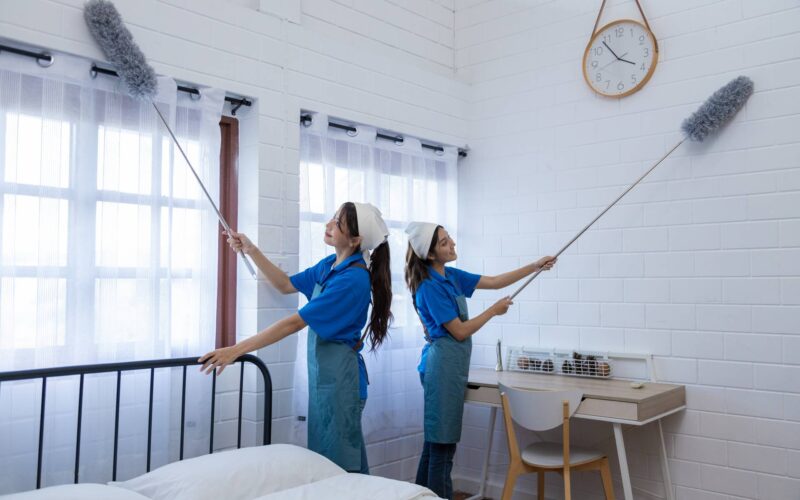 Two young professional housewives cleaning the house Two young professional housewives cleaning the house