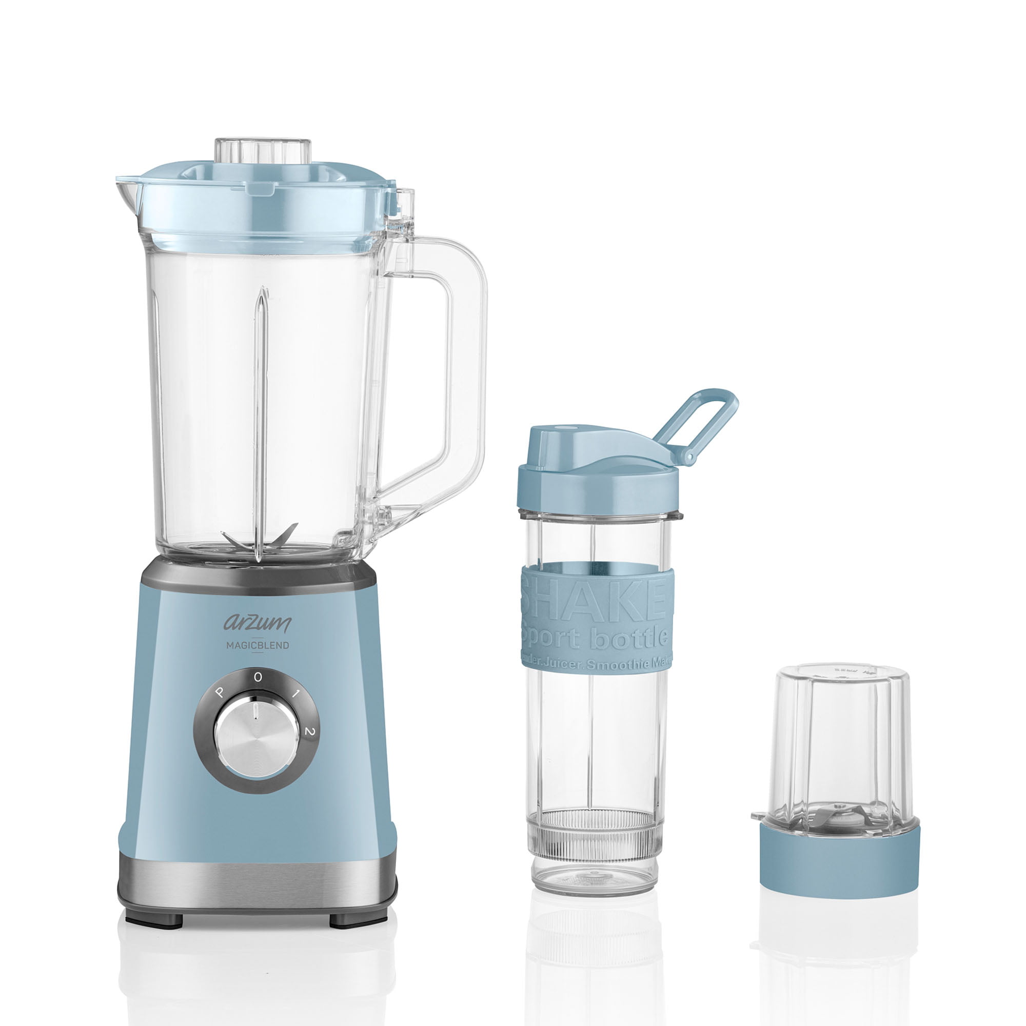 Introducing the Arzum MagicBlend Jug Blender, ideal for hotels, healthcare centres, student accommodations, and more. This versatile blender, with a robust 500W motor, effortlessly handles a wide range of ingredients, making it essential for any kitchen. It features a detachable stainless-steel ice-crushing cross blade for efficient blending and easy cleaning. With 2 speed settings and a pulse mode, you have precise control over your blends. The 1200ml jar is perfect for large quantities, while the 570ml bottle is great for on-the-go use. The included grinder accessory adds versatility for grinding coffee beans, spices, and nuts. Its stylish blue design adds a modern touch to any kitchen.