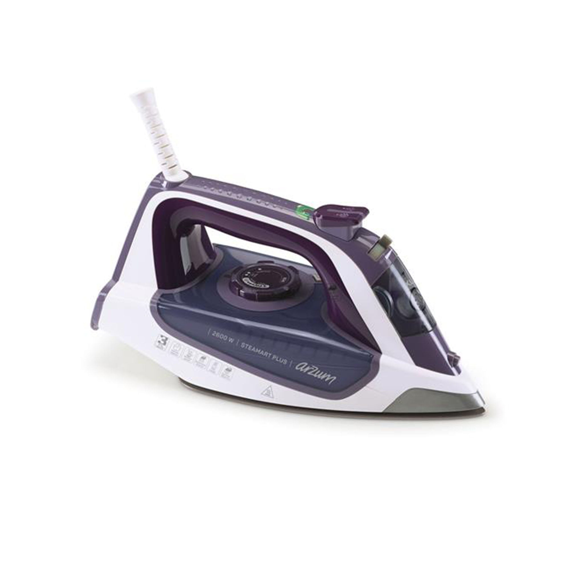 Upgrade your ironing routine with the Arzum SteamArt Plus Steam Iron, perfect for hotels, healthcare centres, student accommodations, and more. Powered by a robust 2600W motor, this steam iron heats quickly and delivers efficient ironing. It features 40g/min continuous steam and a 190g steam shot to penetrate fabrics deeply, removing wrinkles and creases. The ceramic soleplate glides smoothly and distributes heat evenly. Safety features include a 3-stage automatic shutdown system, anti-calcification, and anti-drip systems. The 400ml water tank allows extended ironing sessions, while the vertical steam feature is ideal for hanging garments and upholstery. With a 2m cord and a stylish purple design, the SteamArt Plus combines performance, convenience, and style.