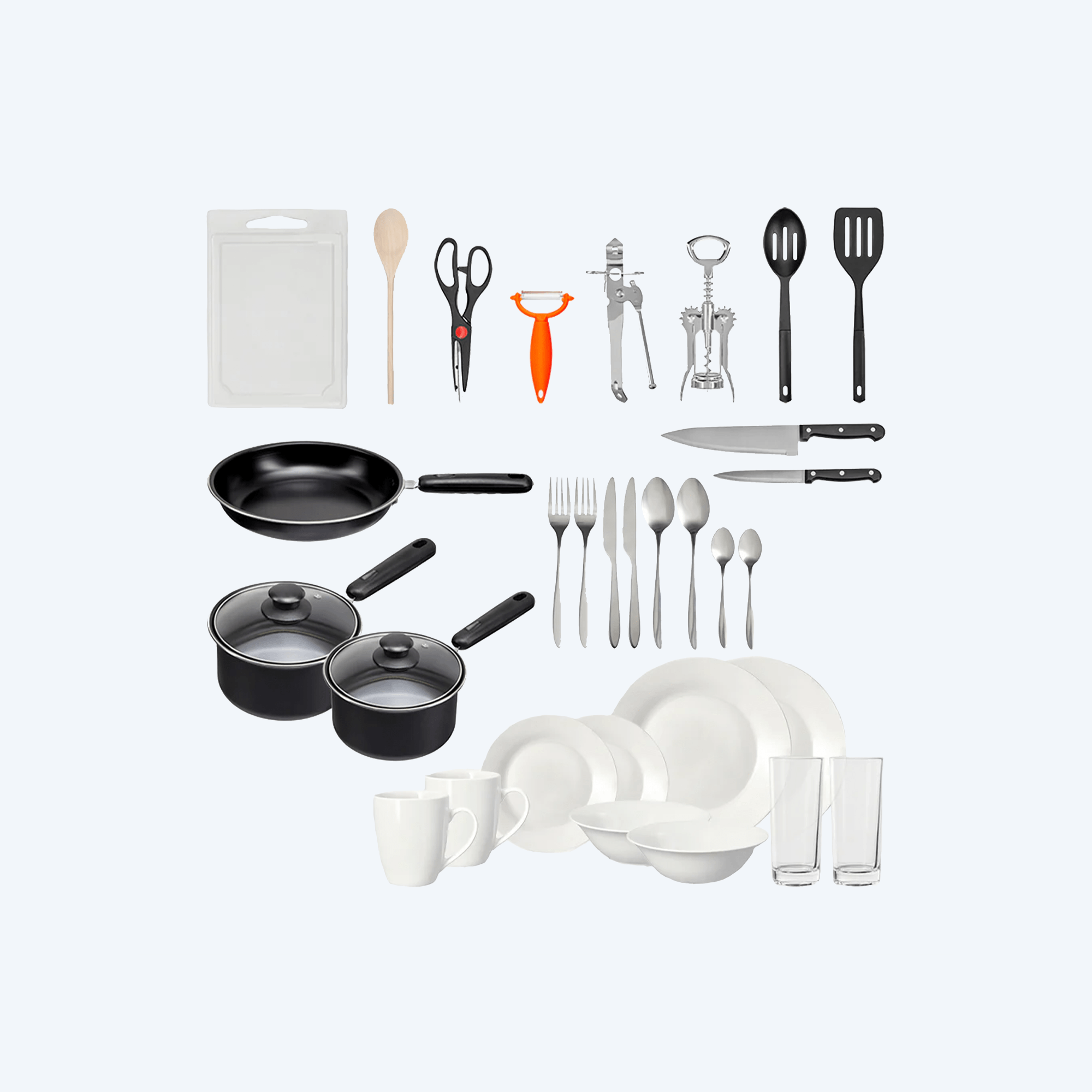 Equip your facility's kitchen with our Standard Kitchen Set, designed to meet the essential needs of student accommodations, educational sectors, and more. This set includes all the necessary kitchenware to make cooking and dining convenient and efficient for residents.